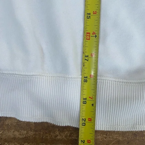 Abercrombie & Fitch Women Sweatshirt Large  Soft V Neck Pullover White Yellow - Picture 6 of 8